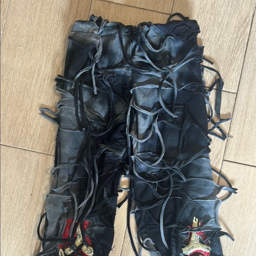 Black Distressed Halloween Zombie Pants with Axe Prop - Picture 5 of 8